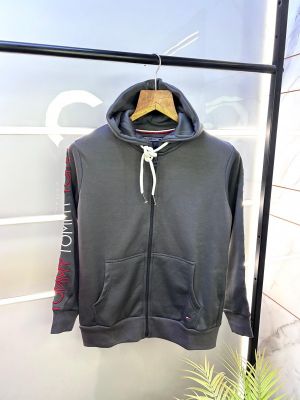 Sale Tomm_Hilfiger Grey Premium Embroidery Print Zipper Jackets 069