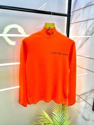 Sale Calvi _Klein Imported Orange Super Premium Turtle Neck F2192-OR