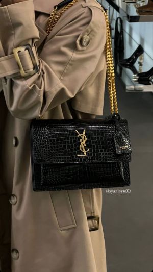 Ysl sunset Crocodile Skin 2504 Shoulder Bag With Original Box & DustCover