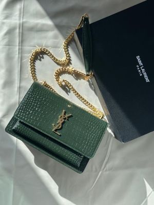 Ysl sunset Crocodile Skin 2504 Shoulder Bag With Original Box & DustCover