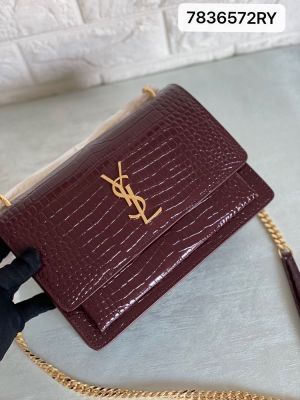 Ysl sunset Crocodile Skin 2504 Shoulder Bag With Original Box & DustCover