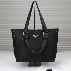 Pradda Tessuto Saffiano Top Zip Premium Tote Bag With Dust Bag (Black - 266)