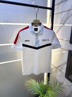 Boss x Porsche Edition White Collar Neck Premium Polo T-shirt F3922-W2