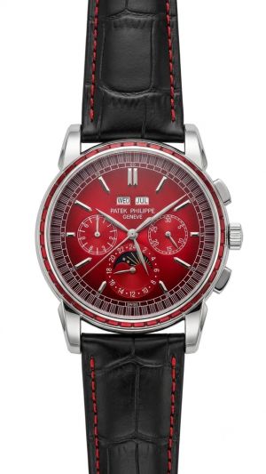 Patek Philipe Grand Complications Style Red Dial Black Leather Strap