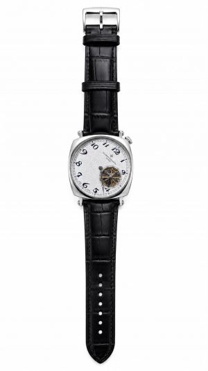 Vacheron Constantiin Malte Open-Heart Tourbillion Black Leather Strap Silver Dial