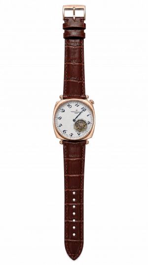 Vacheron Constantiin Malte Open-Heart Tourbillion Rose Gold Toned Brown Leather Strap White Dial