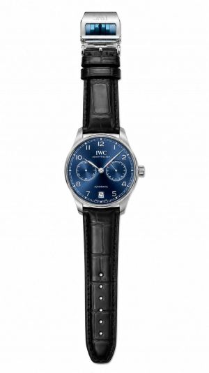 IWC Portugieser Automatic Black Leather Strap Blue Dial
