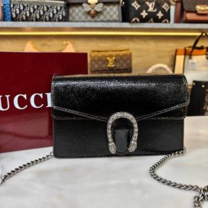 Guccci GG Dionysus Glossy Shoulder Bag With Double Og Box And Dust Bag (Black)