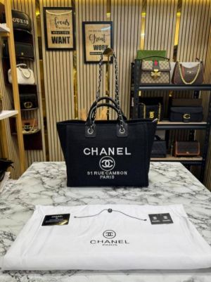 Chaneel paris-rue cambon timeless tote bag (black) (V-979)