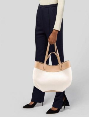 Polen Cyme Tisse Tote Bag Smooth Canvas Leather With Dust Ba ricot)