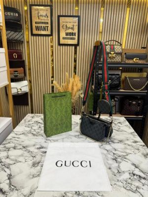 Gucc Ophidia GG Canvas Pochette With Dust Bag Including Carry Bag (Black)