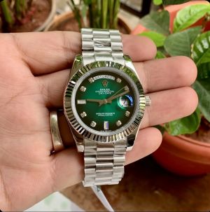 Roleex Day-Date Silver Green Diamond Automatic