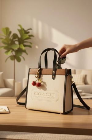 Coac field tote 22 bag with og folding box with charm 6249
