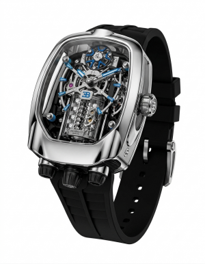 Jacob & Co. Bugatti Chiron Tourbillon Black Silicone Strap Silver Dial