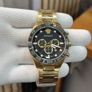 Versace Greca Dome Chronograph Gold Toned Black Dial
