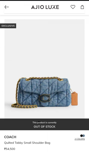 Coacch Quilted Denim Tabby Small Shoulder Bag Denim Blue With OG Box & Dust Cover 701 Denim