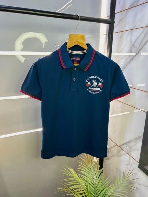 Sale Us Polo Blue Back Printed Premium Collar Neck T-shirt F2306-BU