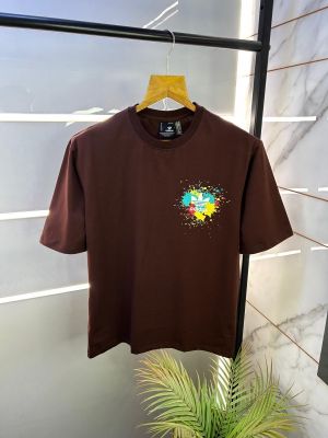 Sale Adida Back Printed Brown Off Shoulder Premium Round Neck T-shirt F2385-BR