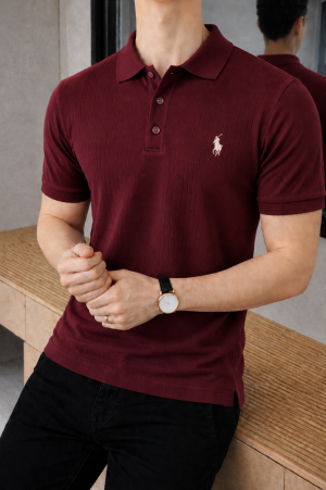 Ralp Lauren Imported knitted Super Premium Brown Collar Neck Polo T-shirt F3552-BR