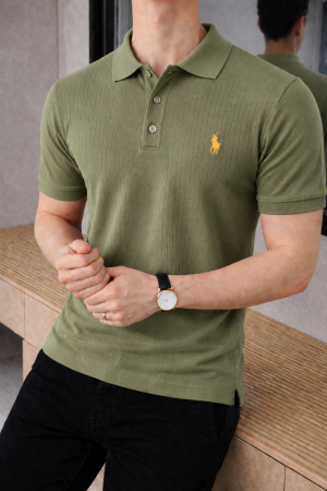 Ralp Lauren Imported knitted Super Premium Green Collar Neck Polo T-shirt F3552-GR