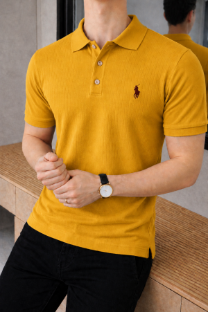 Ralp Lauren Imported knitted Super Premium Khakhi Collar Neck Polo T-shirt F3552-KH