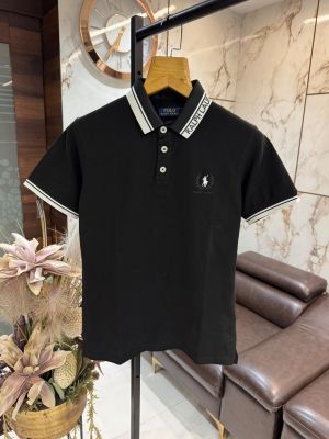 RL PREMIUM POLO NECK T-SHIRTS BLACK