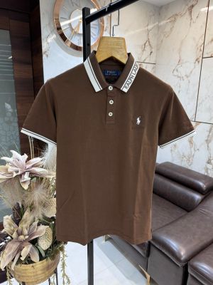 RL PREMIUM POLO NECK T-SHIRTS BROWN