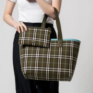 Burbberry London Tote Bag With Detachable Pouch & Dust Bag (Green - 1156)