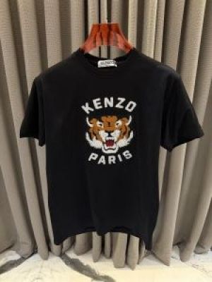 Kenzo Paris Blackish Premium Embossed Print Tshirt