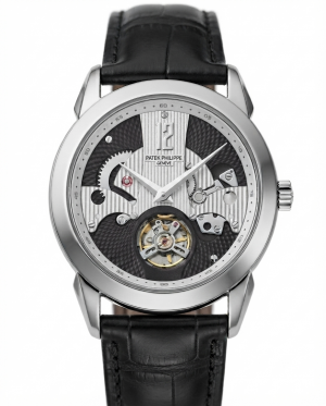 Patek Phillipe Peacock Witness Tourbillon Silver Black Dial