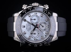 Roleex Cosmograph Daytona chronograph Black Rubber Strap White Dial