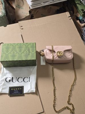 Guccci GG Marmont Mini Matelasse Shoulder Bag With OG Box & Dust Bag (Pink - 908)