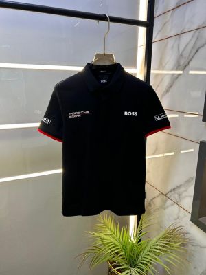 Boss Porsche Edition Black Collar Neck Premium Polo T-shirt F3430-B2
