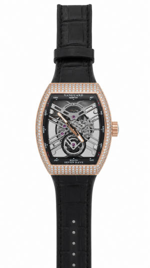 Franck Muller Vanguard Seven Days skeleton black strap
