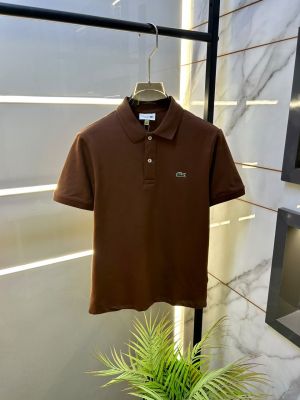 Lacost Brown Polo Premium Collar Neck T-shirt F3927-BR