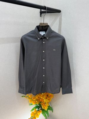 Lacost Linen Dark Gray Embroidery Logo Premium Shirts F4029-DGY