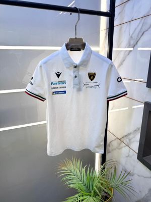 Lamborghini White Collar Neck Premium Polo T-shirt F5124-WH