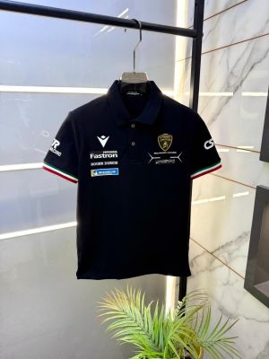 Lamborghini Black Collar Neck Premium Polo T-shirt F5124-BL