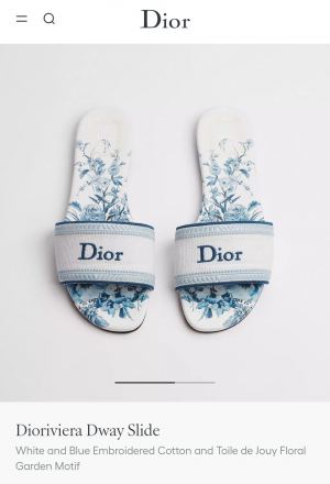 Christian Dioor Flats Sandals Multicolored CD Secret Garden Floral Blue & White Motif With OG Box & Carry Bag 2019-1 White