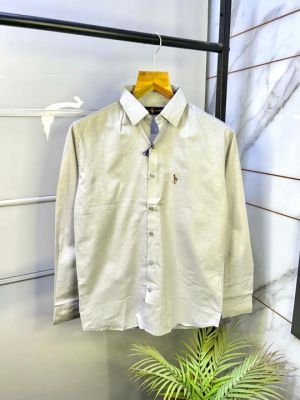 Sale Ralp_Lauren Polo Linen Grey Embroidery Logo Premium Shirt F2721-GY