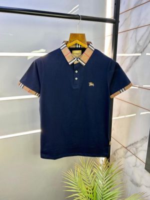 Sale Burberr Polo Blue Embroidery Logo Premium Collar T-shirt F2542-BU