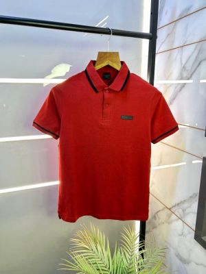 Sale Aston Martin Hacket Red Polo Premium Collar Neck T-shirt F2589-RE
