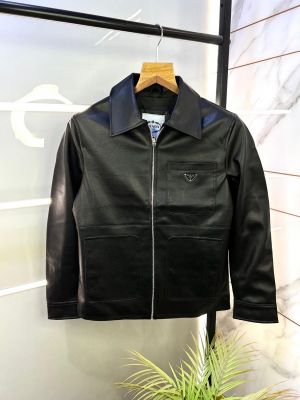 Prad Imported Leather Super Premium Black Zipper Jacket F2218-BL