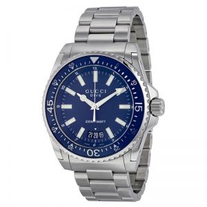 Guccci Dive Stainless Japan Silver Blue Dial