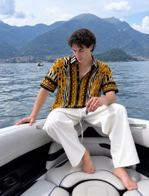 Versace Borroco Gold Black Half Sleeves Shirt