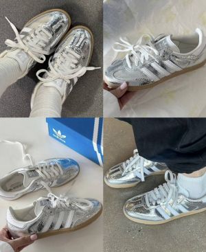 Adi Samba OG Silver Metallic Cracked Leather Women
