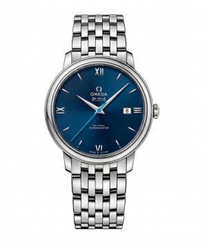 Omegga De Ville Prestige Co-Axial Chronometer Silver Blue Dial