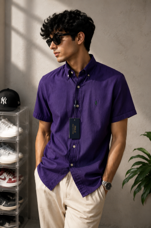 Ralp Laure_n RL Premium Half Sleeves Linen Shirt 2218