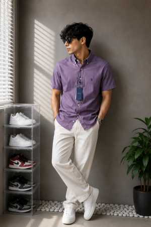 Ralp Laure_n RL Premium Half Sleeves Linen Shirt 2220
