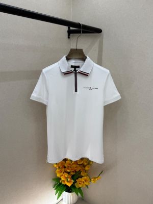 Tomm Hilfiger White Polo Premium Collar Neck T-shirt F3896-W1